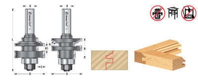 Amana Tool. Ogee Stile & Rail Router Bit Set | 1 5⁄8 Dia x 1 1⁄16 x 1⁄4 Radius x 1⁄2" Shank | 55430 