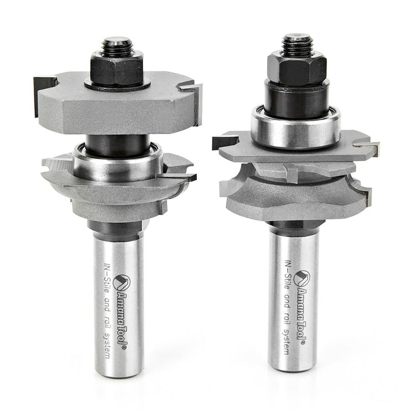 Amana Tool. Bead In-Stile & Rail Router Bit Set | 1 5⁄8 Dia x 13⁄64 to 1⁄2 x 3⁄16 Radius x 1⁄2" Shank | 55437