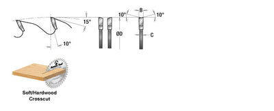 Amana Tool. Plywood⁄ Solid Wood⁄ Chipboard Cutting Electro-Blu - 10" Dia x 60T ATB, 10° - 5⁄8 Bore | 610600C 