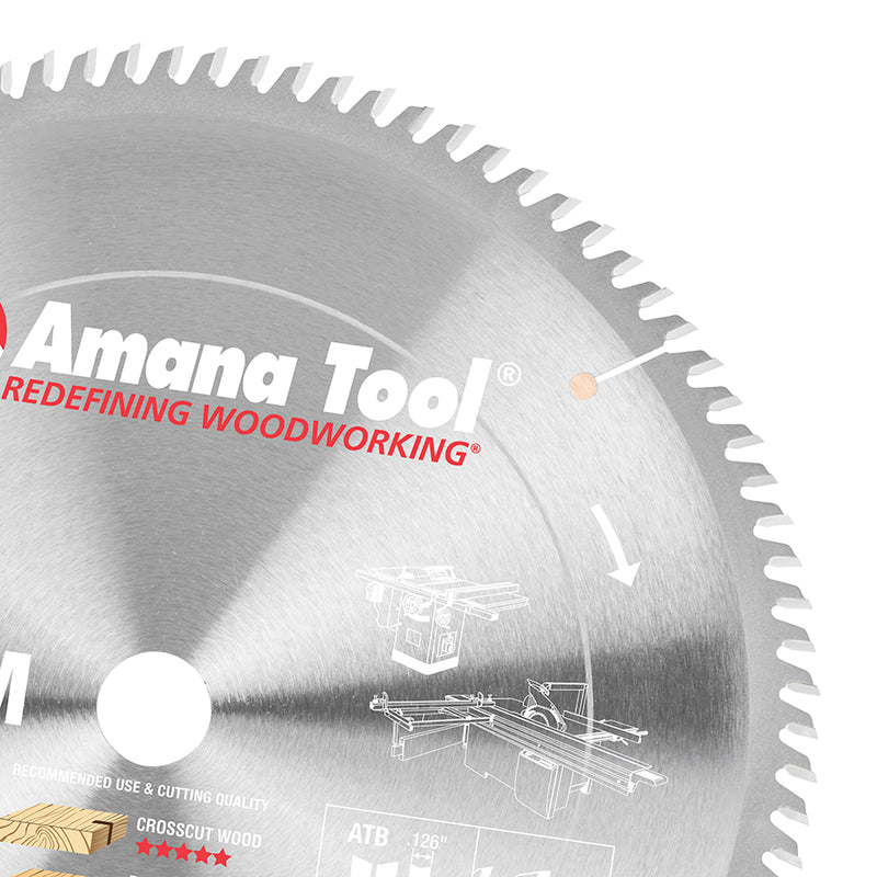 Amana Tool. Plywood⁄ Solid Wood⁄ Chipboard Cutting - 12" Dia x 96T ATB, 10° | 612960 