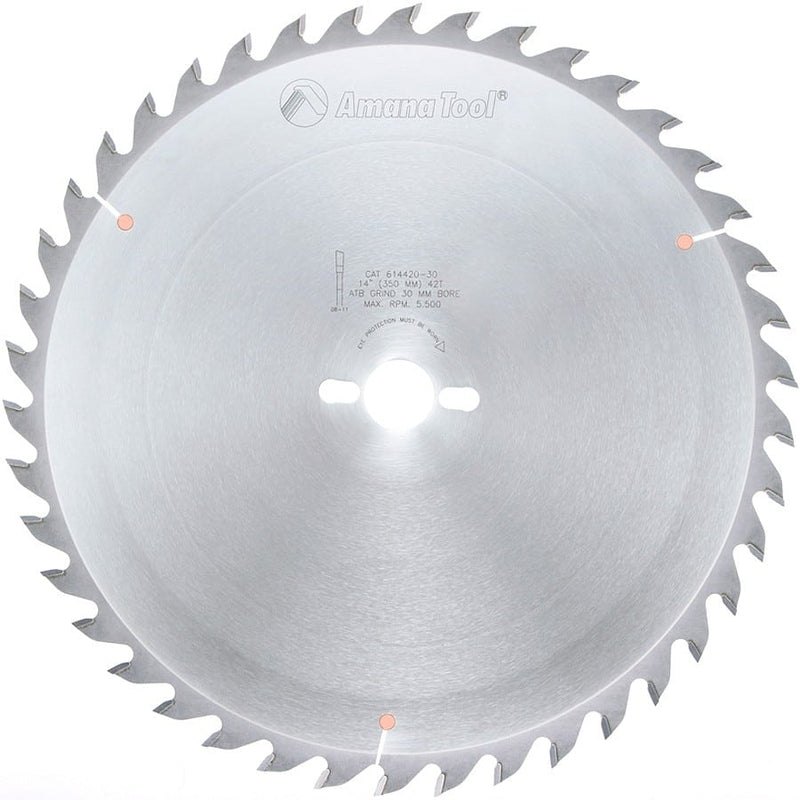 Amana Tool. Multi-Use Ripping & General Purpose Blade - 14" Dia x 42T ATB 20° - 30mm Bore | 614420-30 