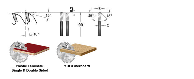 Amana Tool. General Purpose Cut-Off Blade - 8" Dia x 48T TCG - 10° - 5⁄8 Bore | 684801 