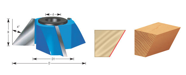 Amana Tool. Carbide Tipped 3 Wing Bevel - 30° x 2 5⁄8 Dia x 1 x 1⁄2 x 3⁄4 Bore Shaper Cutter | 977 