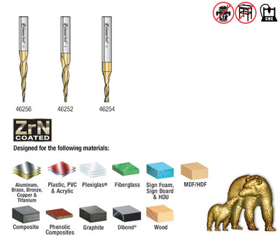 Amana Tool. Carving Ball Nose & Flat Bottom CNC Router Bit Collection | 3 Piece | Set 1⁄4" Shank, 1mm, 1⁄16 & 1⁄8 Dia | AMS-110