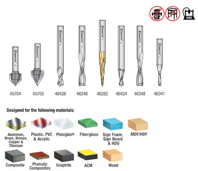 Amana Tool. General Purpose CNC Router Bit Collection | 8 Piece | 1⁄4 Shank | AMS-134 