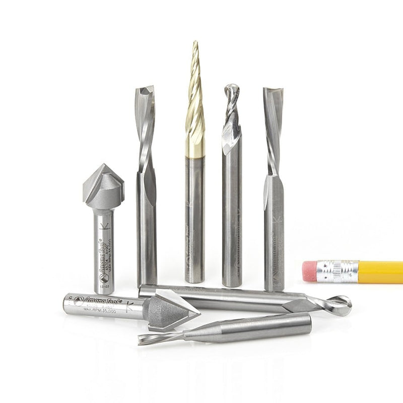 Amana Tool. General Purpose CNC Router Bit Collection | 8 Piece | 1⁄4 Shank | AMS-134 