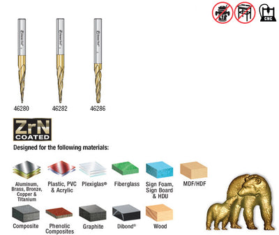 Amana Tool. Carving Ball Nose CNC Router Bit Collection | 3 Piece | Set 1⁄4" Shank, 1⁄32, 1⁄16 & 1⁄8 Dia | AMS-144 