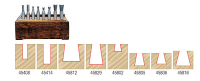 Amana Tool. Router Bit Set | 8 Piece | Dovetail 1⁄2" Shank | AMS-408