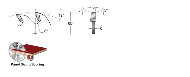 Amana Tool. Ditec Conical Type Scoring Set - 175mm Dia x 45T ATB - 8° - 45mm Bore | DT175T28-45A 