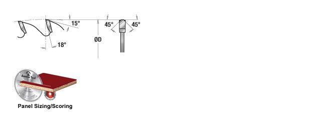 Amana Tool. Ditec Panel Scoring Set - 355mm Dia x 72T TCG - 18° - 75mm Bore | DT355T721-75 