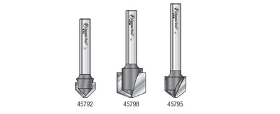 Amana Tool. 3 Piece Set Double Edge Folding 'V' Groove (ACM) Router Bit Set | 90, 108, 135°x 1⁄4" Shank | AMS-140 