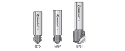 Amana Tool. 3 Piece Double Edge Folding 'V' Groove (ACM) Router Bit Set 