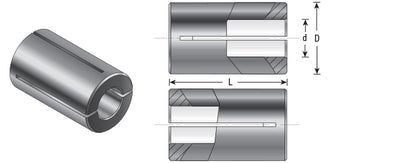 Amana Tool. High Precision Router Collet Reducer | 6mm Overall Dia x Various Inner Dia x 20mm Long | RB-168 