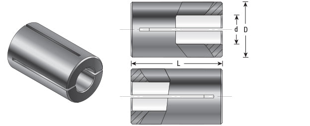 Amana Tool. High Precision Router Collet Reducer | 1⁄4 Overall Dia x 3⁄16 Inner Dia x 1" Long | RB-103 