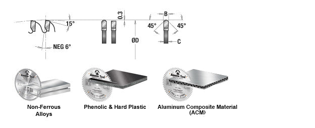 Amana Tool. Thin Aluminum Non-Ferrous Metal Cutting Blade - 16" Dia x 120T TCG - 6° - 1" Bore | 516121 