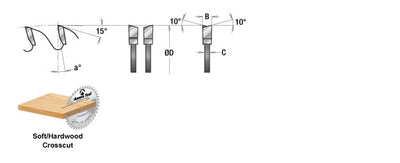 Amana Tool. Plywood⁄ Solid Wood⁄ Chipboard Cutting - 12" Dia x 96T ATB, 10° - 1" Bore | 712960 