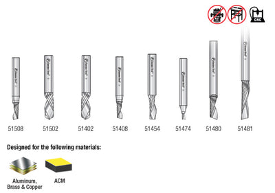 Amana Tool. 8 Piece | Aluminum Cutting CNC Spiral 'O' Flute Collection | AMS-160 