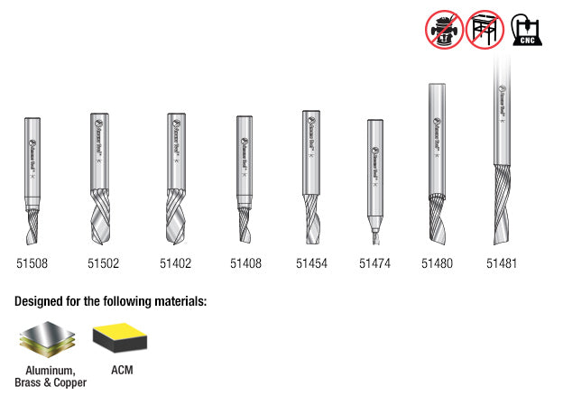 Amana Tool. 8 Piece | Aluminum Cutting CNC Spiral &