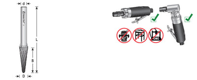 Amana Tool. SL Burrs Radius Cone Double Cut Burr Bit | 1⁄4 Dia x 5⁄8 x 1⁄4 Shank | BURS-212 