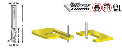 Amana Tool. Plastic Cutting Spiral 'O' Flute Router Bit | 1⁄16 Dia x 1⁄4 x 1⁄8 Shank x 2" Long Down-Cut | 51515 