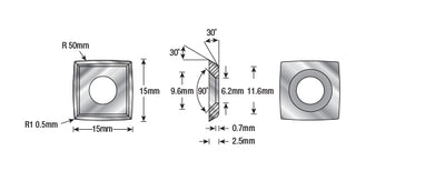 Amana Tool. CNC Insert Knife | 15 x 15 x 2.5mm | RCK-13 