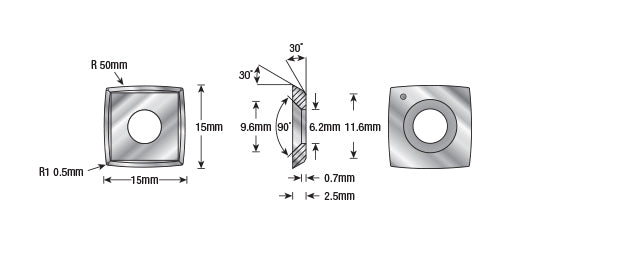 Amana Tool. CNC Insert Knife | 15 x 15 x 2.5mm | RCK-370 