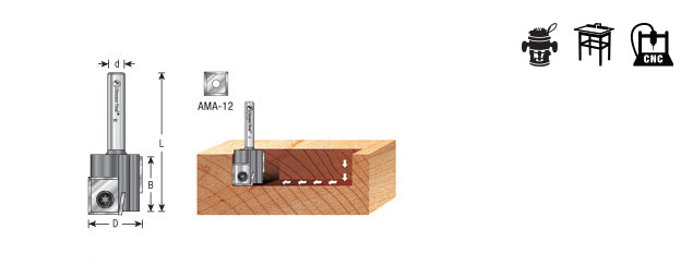 Amana Tool. Economy Insert Staggered Plunge Router Bit | 2 Flute | 3⁄4 Dia x 3⁄4 x 1⁄4" Shank | RC-1024 