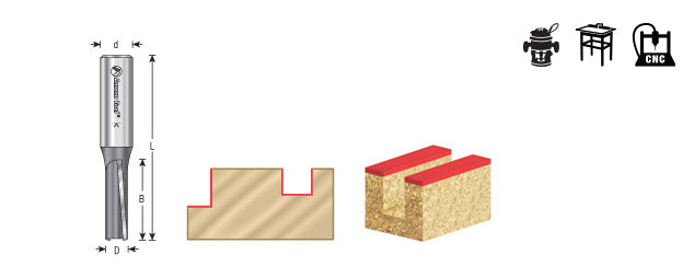 Amana Tool. Straight Plunge Router Bit | 2 Flute | 3⁄8 Dia x 1" x 1⁄2 Shank | 45414-PS 