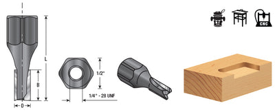 Amana Tool. Mortising Screw Straight No Shear Cutter | 1⁄8 + .015 Dia x 3⁄8 x 1⁄4 - 28 Thread | 56268 