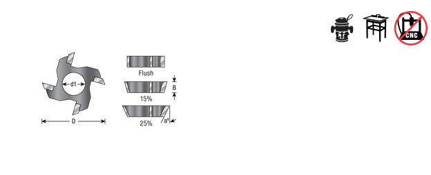 Amana Tool. 4 Wing Cutter for Assemblies | 25°x 1 1⁄16 Dia x 1⁄4 x 5⁄16 Bore | 47504