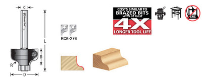 Amana Tool. Ogee Fillet Insert Router Bit | 3⁄16 Radius x 1 1⁄32 Dia x 5⁄8 x 1⁄4" Shank | RC-54111 