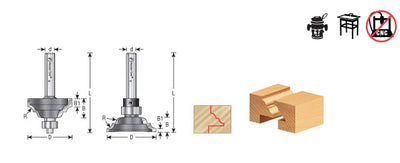 Amana Tool. Classical Rail Router Bit | 3⁄16 Radius x 1 7⁄16 Dia x 9⁄16 x 1⁄4" Shank | 49676 