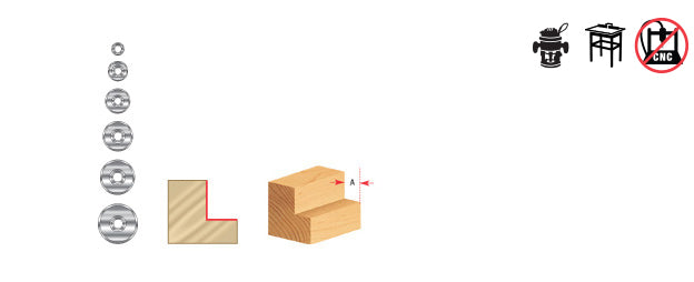 Amana Tool. Collar for Superabbet Router Bit | 2 Dia x Flush Rabbet Depth | 67398 