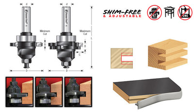 Amana Tool. EZ Dial Slot Cutter Router Bit Set | 2 1⁄8 Dia x 1⁄4-1⁄2 x 1⁄2" Shank | 55510 