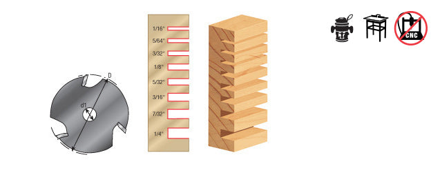 Amana Tool. 3 Wing Slotting Cutters | 1 7⁄8 Dia x 1⁄4 x 5⁄16 Inner Dia | 53210 