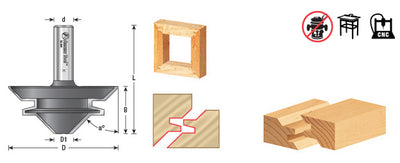 Amana Tool. Lock Miter Router Bit | 45°x 1 5⁄8 Dia x 5⁄8 x 1⁄4" Shank | 55391 