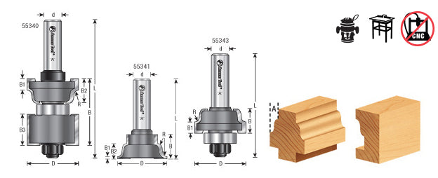 Amana Tool. Ogee Window Sash & Rail Router Bit | 1⁄8 Radius x 1 3⁄8 Dia x 21⁄32 x 1⁄2" Shank | 55341 