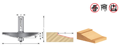 Amana Tool. Traditional Raised Panel Router Bit | 15°x 1 7⁄16 Angle x 3 3⁄8 Dia x 1⁄2 x 1⁄2" Shank | 54117 