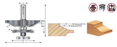 Amana Tool. Ogee Raised Panel Router Bit | 7⁄8 Radius x 3 3⁄8 Dia x 1 1⁄16 x 1⁄2" Shank | 54221 