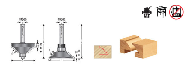 Amana Tool. Ogee Stile & Rail Router Bit | 2 Piece 1⁄4" Shank Set | 49663 