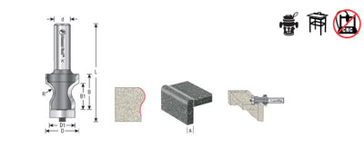 Amana Tool. Countertop No-Drip Router Bit | 5⁄16 Angle x 1 Dia x 7⁄8 x 1⁄2" Shank | 57118 