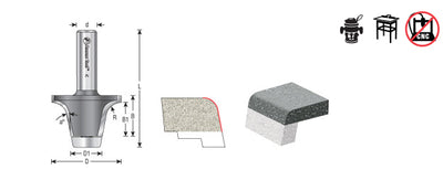 Amana Tool. Round Over Router Bit | 10°x 3⁄8 Radius x 1 7⁄8 Dia x 1 x 1⁄2" Shank | 57170