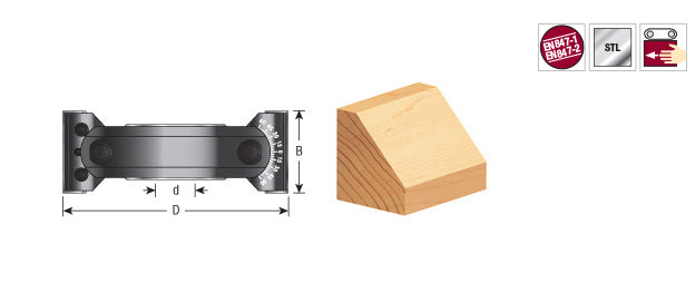 Amana Tool. Insert Carbide Steel Adjustable Chamfer -45 to +45 x 4 11⁄32 Dia x 1 1⁄2 x 1 1⁄4 Bore Shaper Cutter | 61303 