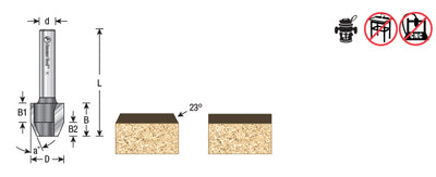 Amana Tool. Combination Bevel⁄Flush Trim Router Bit | 23°x 1⁄2 Dia x 1⁄2 x 1⁄4"Shank | 51100 