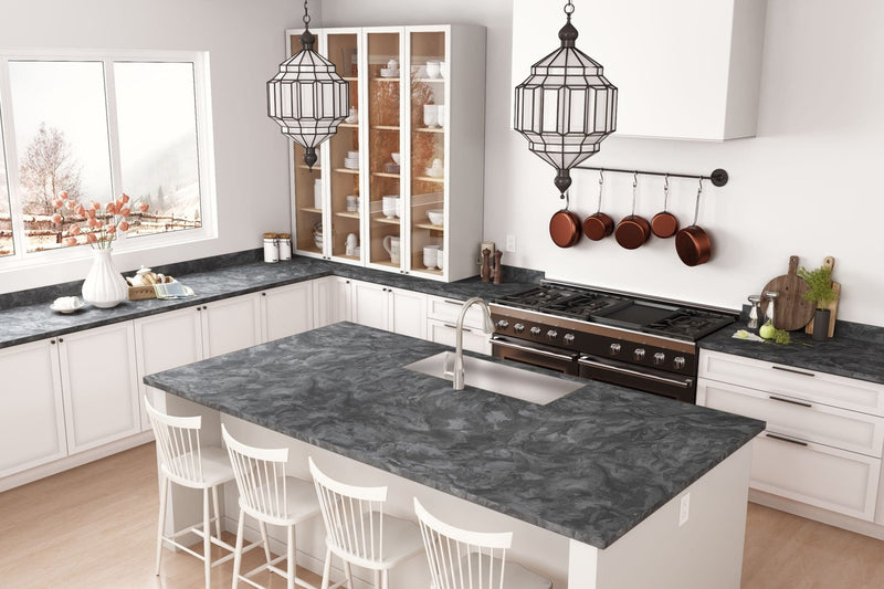 Marbled Gray - 3704 - Traditional Kitchen Countertop 