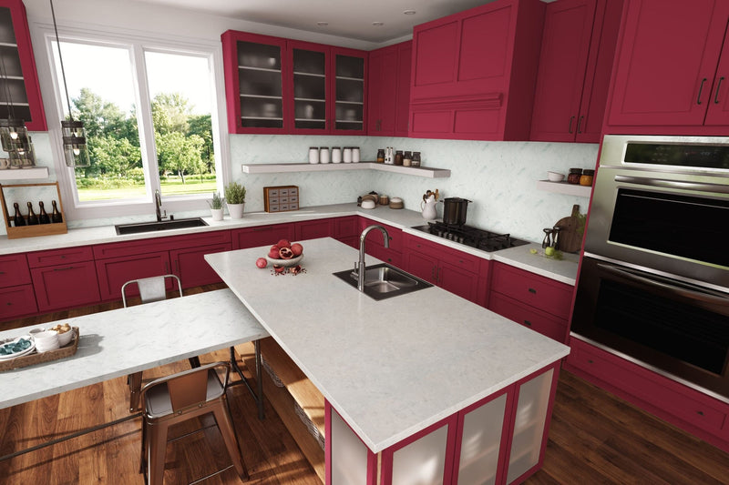 New Burgundy - 7966 - Modern Kitchen Cabinets