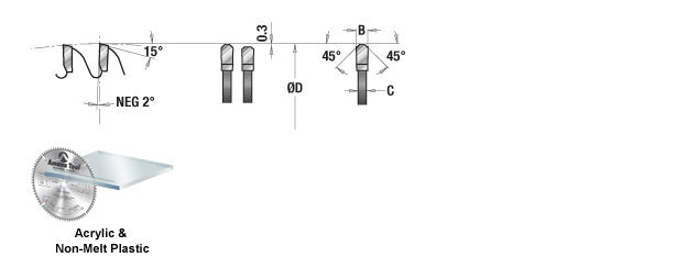 Amana Tool. Non-Melt Plastic Cutting Blade - 14" Dia x 108T M-TCG - 2° - 1" Bore | LB14108 