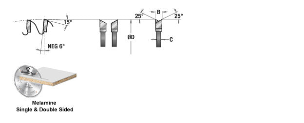 Amana Tool. Double Sided Melamine & Laminate - 16" Dia x 120T H-ATB, -6° - 1" Bore | MB16120 