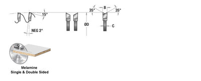 Amana Tool. Double-Face Melamine, Korton & Veneers Thin Kerf Blade - 10" Dia x 80T H-ATB -2° - 5⁄8 Bore | MSB1080 