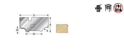 Amana Tool. Nova System Insert Router Bit | Corner Round 1⁄8 Radius x 1 3⁄8 Dia x 11⁄16 Knives | NRC-A03 